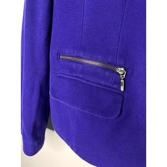 Chicos Women Size 2/Large Blue/ Purple Jacket Stripes Cotton Double Button - Picture 8 of 9